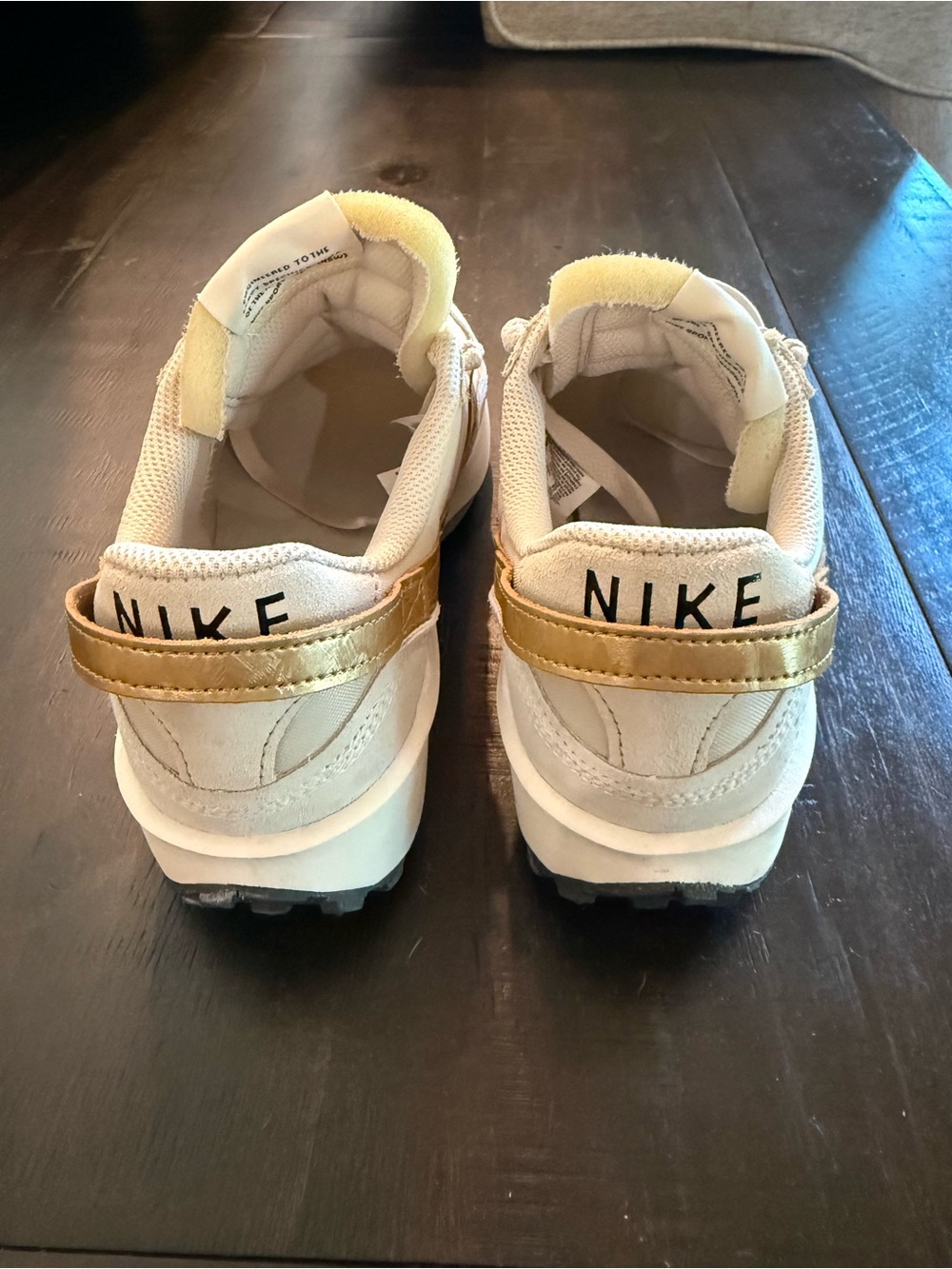 Nike Cream Sneakers with Gold Swoosh - Picture 2 of 4